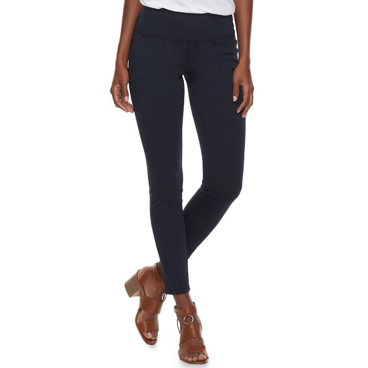 Women's Apt. 9® Tummy-control High-waisted Ponte Leggings, Size: M Short, Black