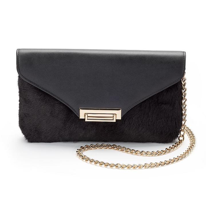 Lenore By La Regale Faux-fur Flap Crossbody Bag, Women's, Black