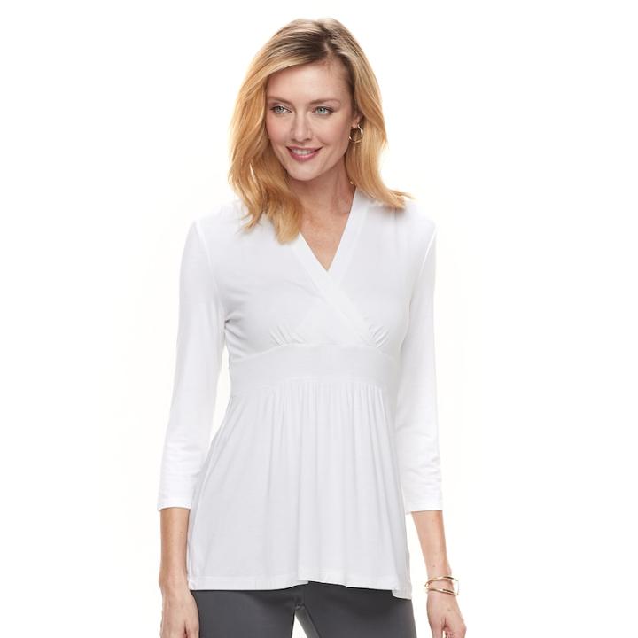 Women's Croft & Barrow&reg; Surplice Empire Top, Size: Xxl, White