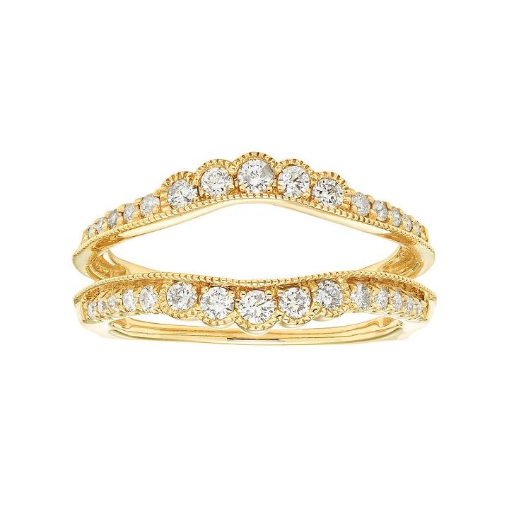 14k Gold 1/2 Carat T.w. Diamond Enhancer Wedding Ring, Women's, Size: 5, White