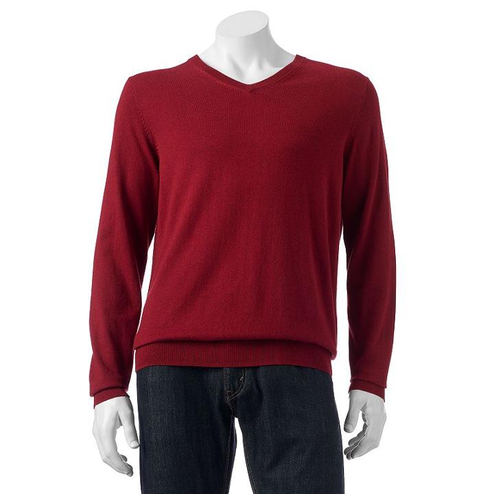 Big & Tall Croft & Barrow&reg; Classic-fit 12gg V-neck Sweater, Men's, Size: 2xb, Dark Red