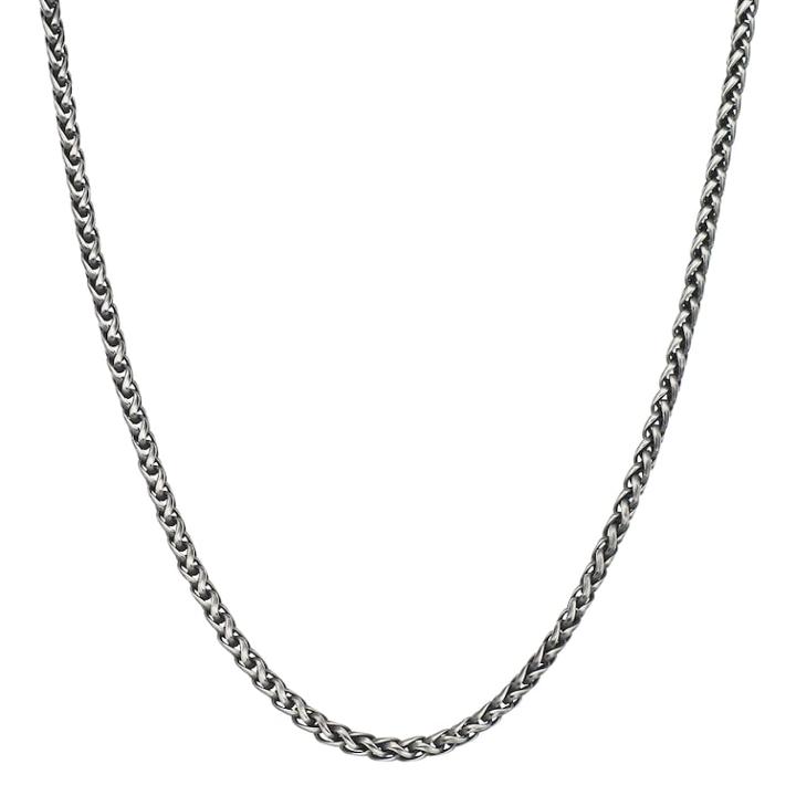 Lynx Men's Antiqued Stainless Steel Wheat Chain Necklace, Size: 24, Grey