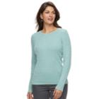 Petite Croft & Barrow&reg; Crewneck Cable-knit Sweater, Women's, Size: S Petite, Turquoise/blue (turq/aqua)