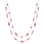 Pink Beaded Long Double Strand Station Necklace, Women's, Pink Other