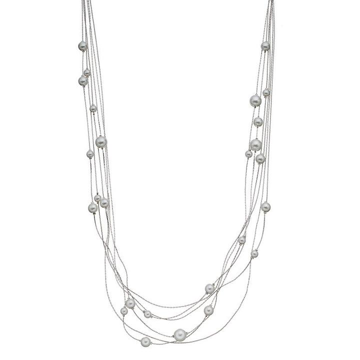 Simply Vera Vera Wang Long Simulated Pearl Multi Strand Necklace, Women's, White