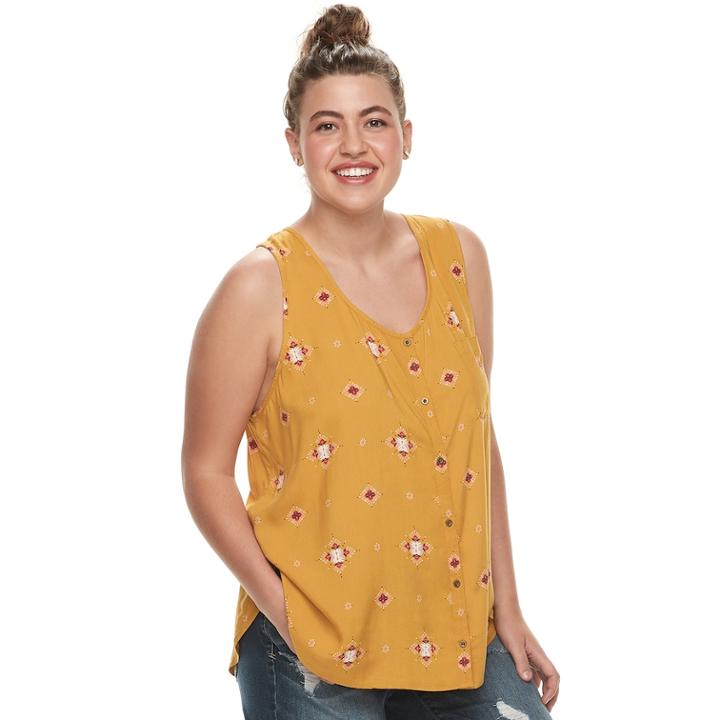 Juniors' Plus Size Mudd&reg; Button-front Tank, Teens, Size: 1xl, Oxford