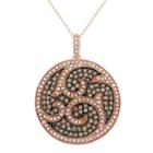 1 1/2 Carat T.w. Brown And White Diamond 10k Rose Gold Scrollwork Pendant Necklace, Women's, Size: 18