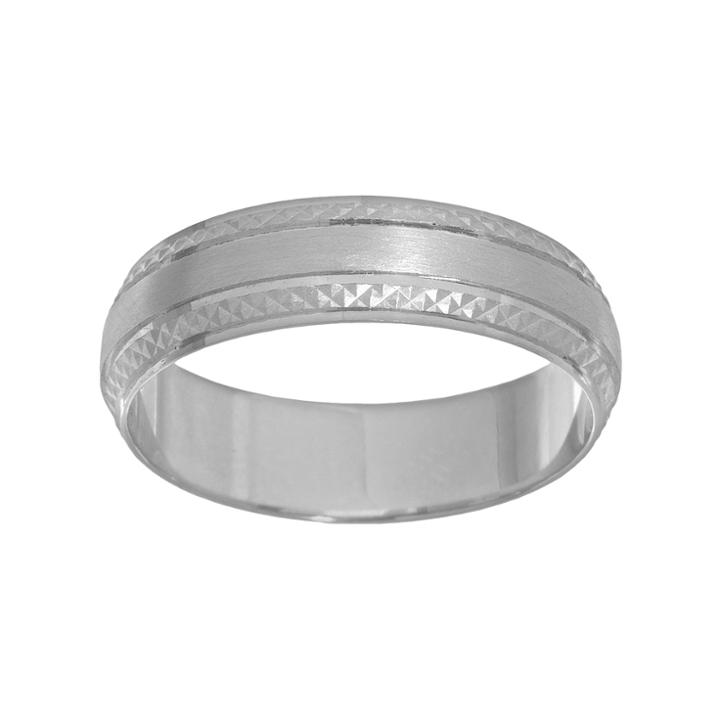 Lovemark Textured 14k White Gold Men's Wedding Band, Size: 6.50, Yellow