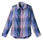 Girls 7-16 Mudd&reg; Curved Hem Plaid Button-down Shirt, Size: 16, Blue (navy)