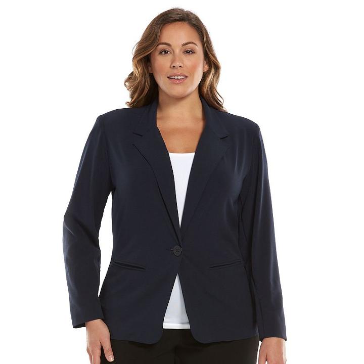 Plus Size Dana Buchman Solid Jacket, Women's, Size: 3xl, Blue (navy)