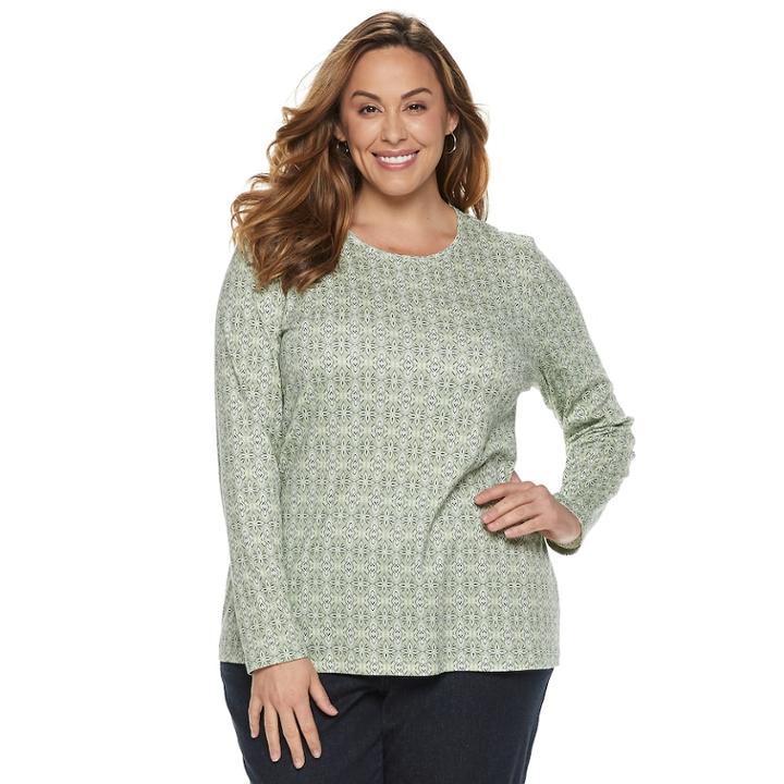 Plus Size Croft & Barrow&reg; Classic Crewneck Tee, Women's, Size: 2xl, Lt Green