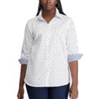 Plus Size Chaps Striped No-iron Broadcloth Shirt, Women's, Size: 2xl, White