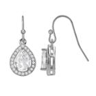 The Silver Lining Silver Plated Cubic Zirconia Teardrop Halo Earrings, Women's, White