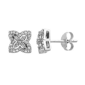 Diamond Splendor Sterling Silver Crystal & 1/4 Carat T.w. Diamond Butterfly Stud Earrings, Women's, White