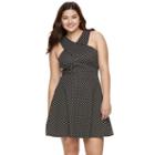 Juniors' Plus Size Candie's&reg; Cross Body Skater Dress, Teens, Size: 1xl, Black