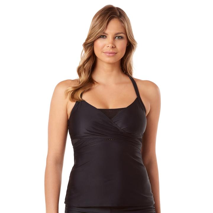 Women's Reebok It's A Wrap Tankini Top, Size: Small, Black
