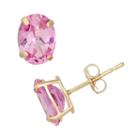 Lab-created Pink Sapphire 10k Gold Oval Stud Earrings, Women's