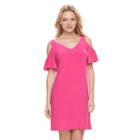 Women's Msk Cold-shoulder Shift Dress, Size: Medium, Brt Pink