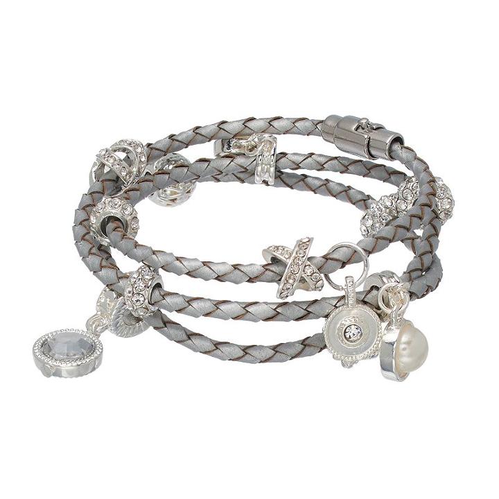 Jennifer Lopez Woven Faux Leather Wrap Bracelet, Women's, Silver