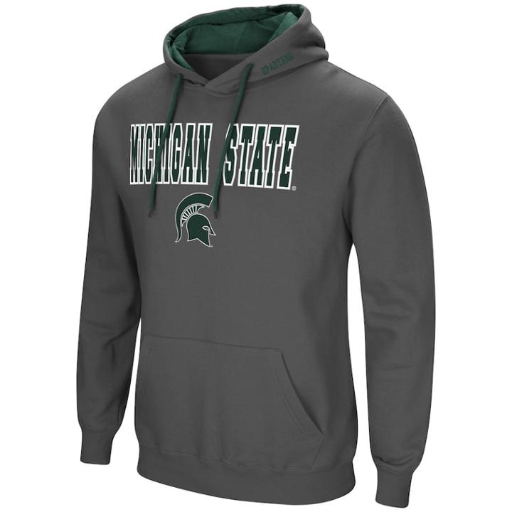 Men's Michigan State Spartans Pullover Fleece Hoodie, Size: Medium, Silver