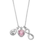 Charming Inspirations Teardrop, Heart & Infinity Charm Necklace, Women's, Pink