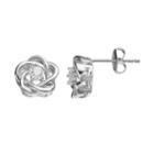 Illuminaire Cubic Zirconia Love Knot Stud Earrings, Women's, White