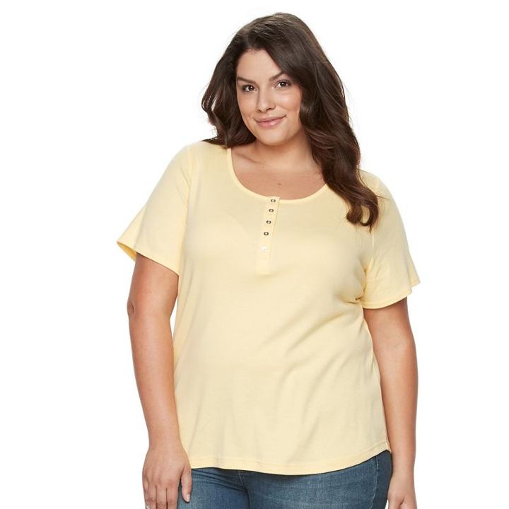 Plus Size Croft & Barrow&reg; Henley Tee, Women's, Size: 3xl, Med Yellow