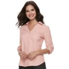 Women's Elle&trade; Solid Roll-tab Shirt, Size: Medium, Med Pink