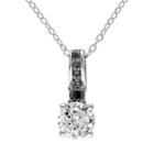 Lab-created White Sapphire & 1/8 Carat T.w. Black Diamond Sterling Silver Pendant Necklace, Women's, Size: 18