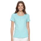 Women's Croft & Barrow&reg; Henley Tee, Size: Xl, Turquoise/blue (turq/aqua)