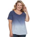 Plus Size Sonoma Goods For Life&trade; Raglan Henley Tee, Women's, Size: 2xl, Blue (navy)