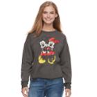 Disney's Mickey & Minnie Mouse Juniors' Cute Couple Top, Teens, Size: Small, Grey (charcoal)