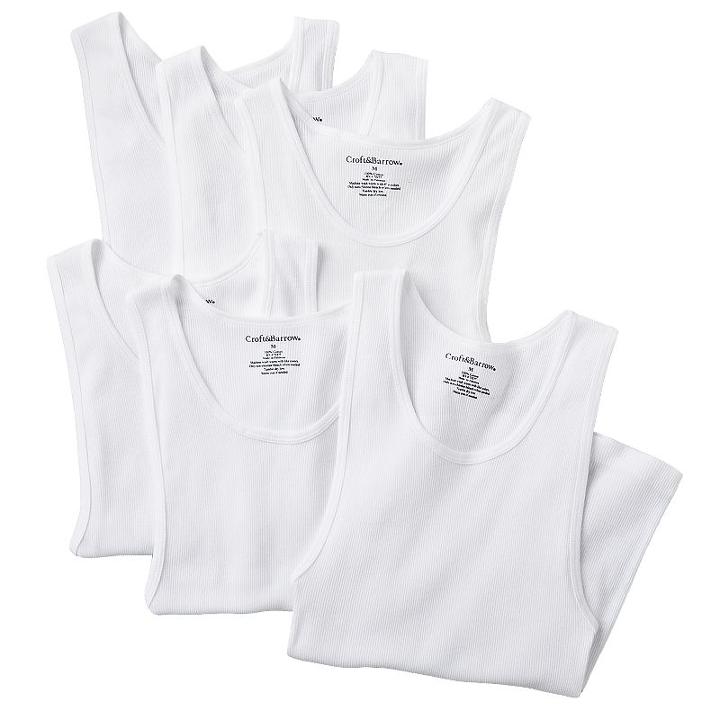 Men's Croft & Barrow&reg; 6-pk. A-shirts, Size: Large, White