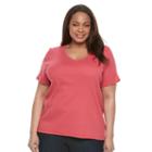 Plus Size Croft & Barrow&reg; Essential V-neck Tee, Women's, Size: 2xl, Brt Red