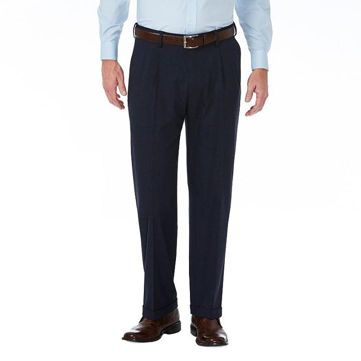 Men's J.m. Haggar Premium Classic-fit Pleat-front Stretch Suit Pants, Size: 36x29, Dark Blue