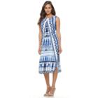 Women's Dana Buchman Printed Midi Dress, Size: Xl, Blue