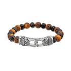 Tiger's-eye And Black Agate Stainless Steel Tribal Stretch Bracelet - Men, Size: 8.5, Multicolor