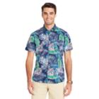 Men's Izod Classic-fit Tropical Button-down Shirt, Size: Medium, Blue (navy)