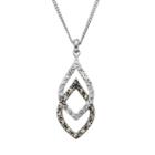 Tori Hill Marcasite & Crystal Sterling Silver Double Teardrop Pendant Necklace, Women's, Black
