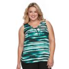 Plus Size Apt. 9&reg; Half-zip Mixed-media Top, Women's, Size: 2xl, Turquoise/blue (turq/aqua)