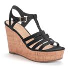 Candie's&reg; Lunar Women's Wedge Sandals, Girl's, Size: 8.5, Black