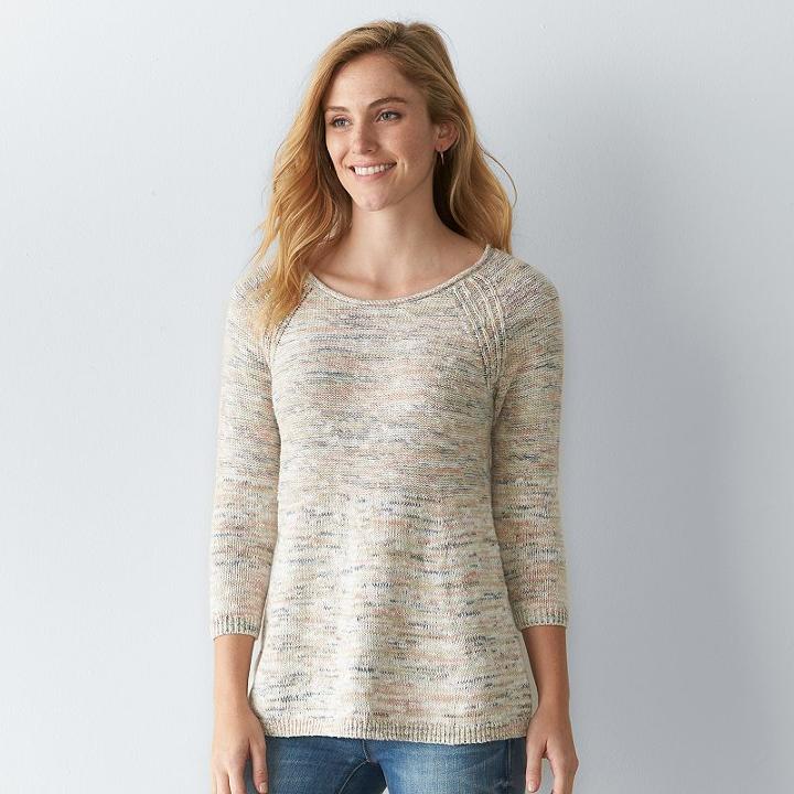 Women's Sonoma Goods For Life™ Marled Crewneck Sweater, Size: Xs, Lt Beige