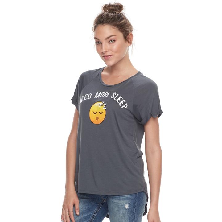 Juniors' Need More Sleep Emoji Tee, Teens, Size: Small, Grey (charcoal)