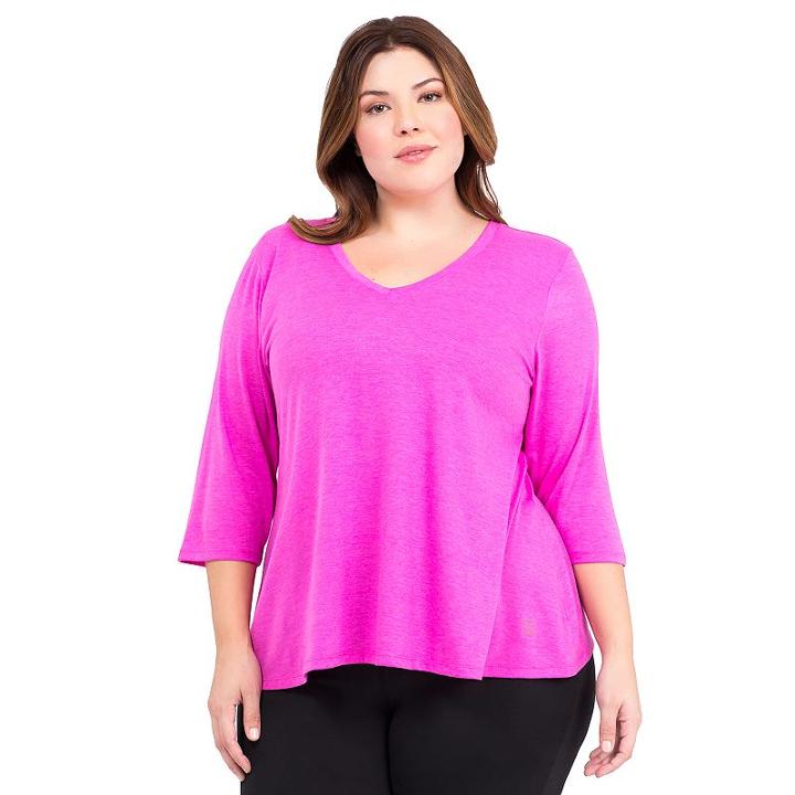 Plus Size Marika Burnout V-neck Tee, Women's, Size: 3xl, Brt Purple
