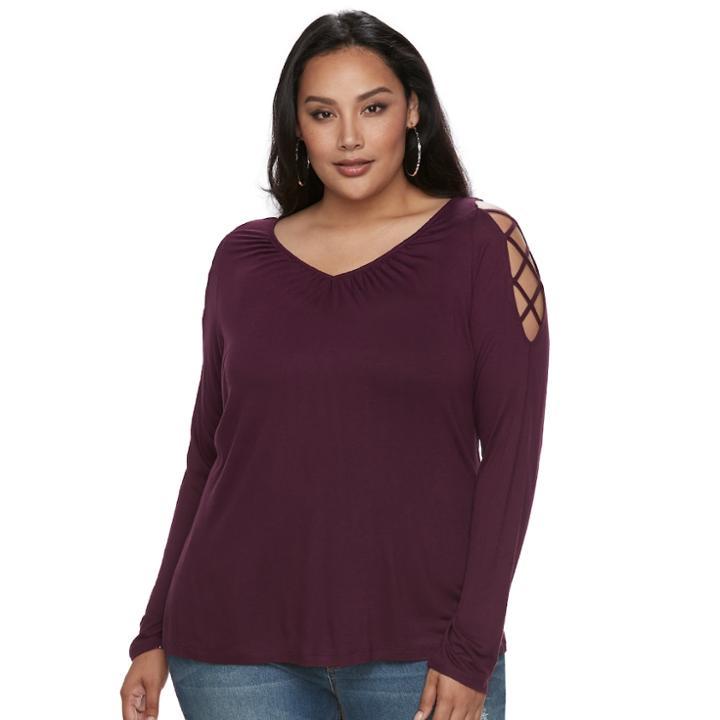 Plus Size Jennifer Lopez Strappy Top, Women's, Size: 2xl, Drk Purple
