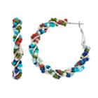 Nickel Free Seed Bead Swirl Cluster Hoop Earrings, Women's, Multicolor
