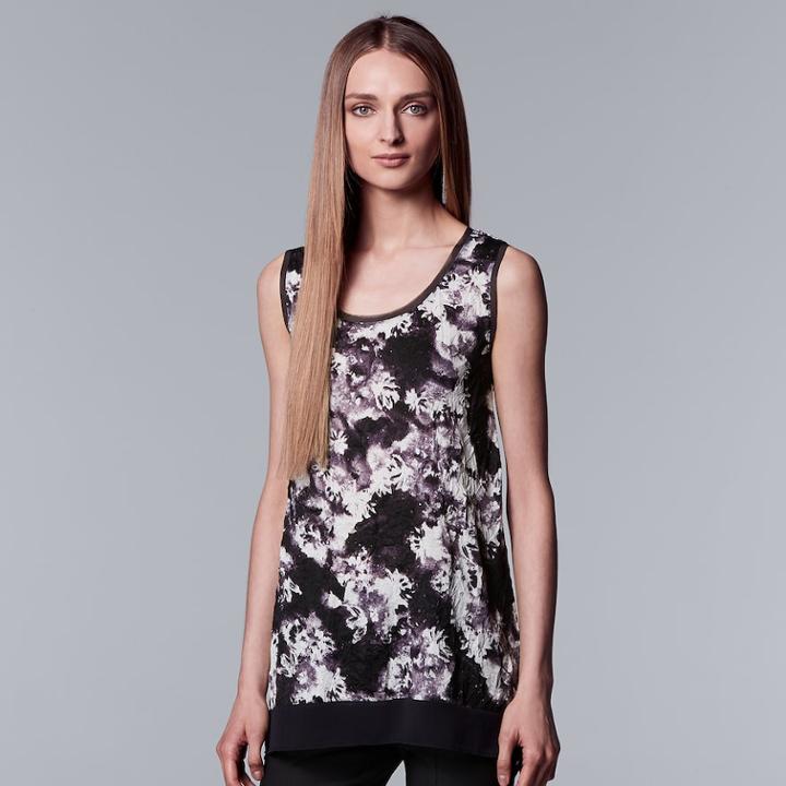 Women's Simply Vera Vera Wang Print Handkerchief Hem Tank, Size: Medium, Natural