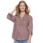 Juniors' So&reg; Lace-up Utility Shirt, Teens, Size: Medium, Lt Purple
