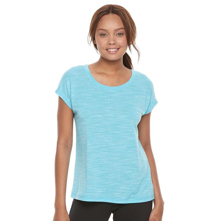 Petite Tek Gear&reg; Short Sleeve Cross Back Tee, Women's, Size: Xl Petite, Turquoise/blue (turq/aqua)