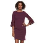 Women's Sharagano Lace Bell Sleeve Shift Dress, Size: 4, Purple Oth